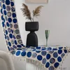 Tenda geometrica semi-oscurante per finestre tende per finestre bohémien a pois blu in cotone e lino per sala da pranzo, soggiorno, camera da letto