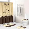 Klasik Perde Su Geçirmez ve Küfe Koşullu 3D Dijital Baskı Polyester Duş Perdesi Kayma Olmayan Tuvalet Üç Parçalı Set