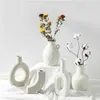 Nordique Ins Vase en céramique ornements de maison blanc végétarien créatif en céramique Pot de fleur Vases décorations pour la maison artisanat cadeaux T200617247N