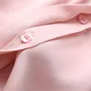 Work Dresses Women Summer Outfits 2Pcs Set Half Sleeve Pink Shirt Flowered Knee Length Pencil Skirt S