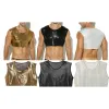 Men Sleeveless Shirt Shiny Look Vest Fashion Stretch Body Clubs Tank Top T-shirt Corset Vests