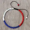 Strand 4mm pärlstav justerbar armband palestin flagga färg röd blå vit natursten land flaggor vävda armband mode smycken