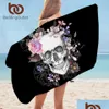 Bath Towel Beddingoutlet Sugar Skl Bathroom Microfiber Gothic Floral Beach Pink Rose Rec Black Yoga Mat Drop Delivery Home Garden El Dhzmk