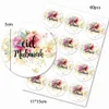 New 60pcs EID Mubarak Stickers Wreath Flower Round Sticker for Ramadan Kareem Muslim Wedding Birthday Party Gifts Wrapping Supply