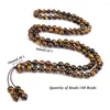 Strand Vintage 108 Mala Colar de contas de 6 mm Tigre Eye Stone Pulsets de embrulho artesanal para homens para homens Meditação Jóias de joias de ioga Presentes