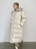 Women's Down Parkas 2023 Women Winter Fur Collar coat Stylish Thick Warm Long Black Ivory Grey 231123