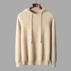 Pulls pour hommes Zocept Pull à capuche tricoté sans couture pour hommes 2023 Automne Hiver Casual Chaud Coréen 100 Sweat-shirt à capuche en laine mérinos