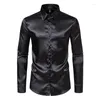 Chemises décontractées pour hommes 2023 Automne / Hiver Chemise à manches longues Satin Discothèque Performance Robe Hommes