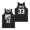 فيلم تلفزيون Music Jersey Basketball 33 Will Smith MTV First Rock N Jock bball Retro Sport Pullover Vintage Hiphop College Black Blue Team