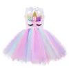 Abiti da ragazza Vestiti per bambini Cosplay Unicorno Ragazze Vestito Simpatico cartone animato Estate Maglia Principessa Costume Festa di compleanno 2 3 4 5 6 7 8 Anni 231123