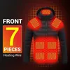 Men's Down Parkas Men Heated Jackets Outdoor Coat USB Electric Battery Long Sleeves Heating Hooded Jackets Warm Winter Thermal Clothing 231123