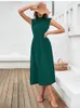 Casual Dresses Fashion Elegant Women Dress 2023 Summer Solid Sleeveless Ace Up Midi Office Beach Party for Robe Femme