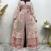 Ethnische Kleidung Muslimische islamische Frauen Kaftan Khimar Jilbab Eid Mubarak Ramadan Kleid Islam Abaya Robe Steuerprodukte Türkei Frühling Einfach