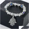 Kościki złe oko Bransoleta z koralika Bransoletka Mticolor Kulki Fatima Palm Charm Bracelets For Women Girl