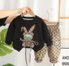Clothing Sets 2023 Children's Baby Clothing Korean Style Baby Boys' Clothing Cartoon Printing Casual Hoodies and Trousers Children's Clothing Set 231124