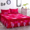 Bed Skirt Wedding Bed Skirt Flower Printed Fitted Sheet Bedsheet King Queen Size Bedspread Mattress Cover Including 2 Pillowcase 230424