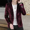 Herrdräkter boutique blazer herrdräkt mode italiensk stil trendig stilig guld sammet casual plus smala fit bröllop män