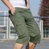 Heren shorts lange lengte lading shorts mannen plus maat 6xl knie casual katoen elastische taille bermudas mannelijke multi-pocket militaire stuitlijnen 230424