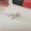 Au750 Genuine Freshwater Pearl Pink Solid Stud Earrings Gold Fine Jewelry For Women