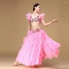 Abbigliamento da palco Costumi di danza del ventre Stile Abito da ballo orientale Completo con spalle scoperte Reggiseno e gonna egiziana da donna