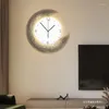 Wall Clocks Moon Living Room Clock Creative Hanging Restaurant Decoration High-level Sense Of Luminous