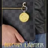 Tändare Ny Creative Bitcoin Butane No Gas Lighter Stock Commemorative Coin Virtual Novely Unique Pendant Rökningstillbehör Gadgets