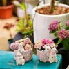 Vase Rabbit Cat Deer Dog Decorフローラルトリムプランターポット多肉植物植物ポット動物像庭バルコニーパティオフラワーポット231124