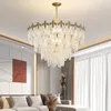 Chandeliers Modern Leaves Glass Ceiling Round Led Pendant Lights Living Dining Room Decor Bedroom Hanging Lamps Lustre Fixtures