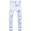 Pantalon droit de destruction de trou, jean en détresse pour hommes, Denim de marque de créateur de mode, pantalon blanc pour hommes, grande taille 40