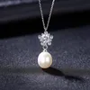 Vintage Pearl Pendant Necklace S925 Silver Micro Set Zircon Flower Necklace Europe Fashion Women Collar Chain Wedding Party High end Jewelry Valentine's Day Gift SPC