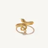 Bröllopsringar Aide Presale Solid Gold Jewelry 9K/10K/14K/18K/24K Gold Cool Twisted Snake Justerbara ringar för kvinnor Lyxig fest öppen ring 231124