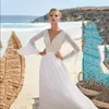 Brautkleid Ramanda Moderne V-Ausschnitt Applikationen Chiffon Schlagärmel Tüll Brautkleid Elegant A-Linie Rückenfrei Für Momen
