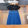 23ss kids designer kleding meisjes Jurk Korte mouwen Jurk Prinses jurken Ronde hals Kant splicing Denim jurk grote Meisjes shirt rokken Hoge kwaliteit kinderkleding