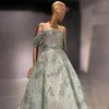 Party Dresses Luxury Pärled Mint Green Dubai Evening 2023 Elegant Off Shoule Arabic Formal Engagement Dress for Women Wedding