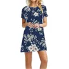 Casual Dresses Summer Dress 2023 Kvinnor Knäslängd Flödande mini lyxstrand Kortärmad blommig kvinnlig Vestidos Para Mujer