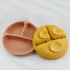Platen babyplaat bijten resistent verdeeld ontwerp peuter zuigcompartiment ronde siliconen voor keuken
