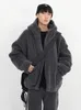 Giacche da uomo 2023 Inverno spesso caldo oversize grigio scuro Sherpa giacca da uomo con cappuccio zip up soffice sciolto casual finta pelliccia di agnello 231124