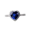 Rings de cluster Blue Heart Heart Moissanite Engagement S925 Sterling Silver Gold Bated Fine feminino Certificado de jóias Drop