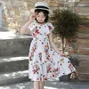 Girl Dresses Girl's Kids Lange jurk voor meisjes Boheems strand Off Schouder Bloemen Maxi Party en bruiloftskinderen Sundress 4-12-jaar