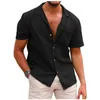 Herren Freizeithemden Herren Lose Große Größe Hawaiian Mode Kausal Baumwolle Leinen Button Down Urlaub