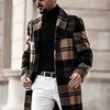 Men's Wool Blends Autumn Winter Fashion Men's Woolen Coats Solid Color Single Breasted Lapel Long Coat Jacket Casual Overcoat Casual Trench 231124