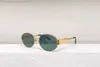 Round Oval Sunglasses Gold Metal Green Lens Women Men Sports Glasses Sonnenbrille gafa de sol With Case 86Q7