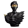 Européen Noir Or Aérien Oiseau Figure Statue Résine Artisanat Art Abstrait Personnage Sculpture Décoration De La Maison Accessoires Cadeau T20063135