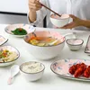 Borden 8 inch ondiepe plaat ldyllic stijl minnaars keramiek roze camellia reliëf salade romantisch bruiloft porselein servies czy-b4006