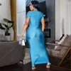 Casual Dresses Short Sleeve O-Neck Side Slit Bodycon Maxi Long Women Club Birthday Party Elegant Outfits Sexy Y2K Clothes 2023 Summer