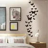 Stickers Muraux 25 Pcs 3D Papillon Miroir Autocollant Sticker Art Amovible Décoration De Mariage Chambre D'enfants