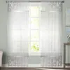 Curtain Silver Plant Flower European Style Tulle Sheer Curtains For Living Room Decor Window Bedroom Voile Organza Drapes