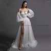 Vestido De novia 2023, vestidos sexis con aberturas y purpurina con mangas extraíbles, vestido De novia acampanado, vestido De novia bohemio De talla grande, bata De Mairee