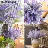 Faux Floral Greenery Artificial Flowers Flocked Plastic Lavender Bundle Fake Plants Wedding Bridle Bouquet Indoor Outdoor Home Kitchen Office Table 230422