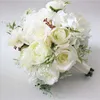 Couronnes de fleurs décoratives artificielles PE blanc Rose mariage tenant des Bouquets mariée Bouquet de mariée fleurs décoratives